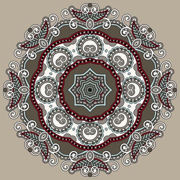 Adorno de encaje circular patrón de tapete geométrico ornamental redondo