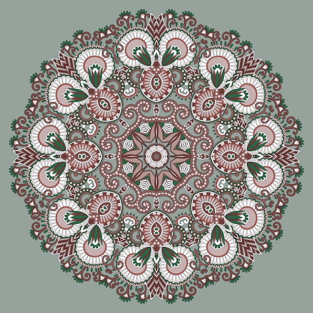 Adorno de encaje circular patrón de tapete geométrico ornamental redondo