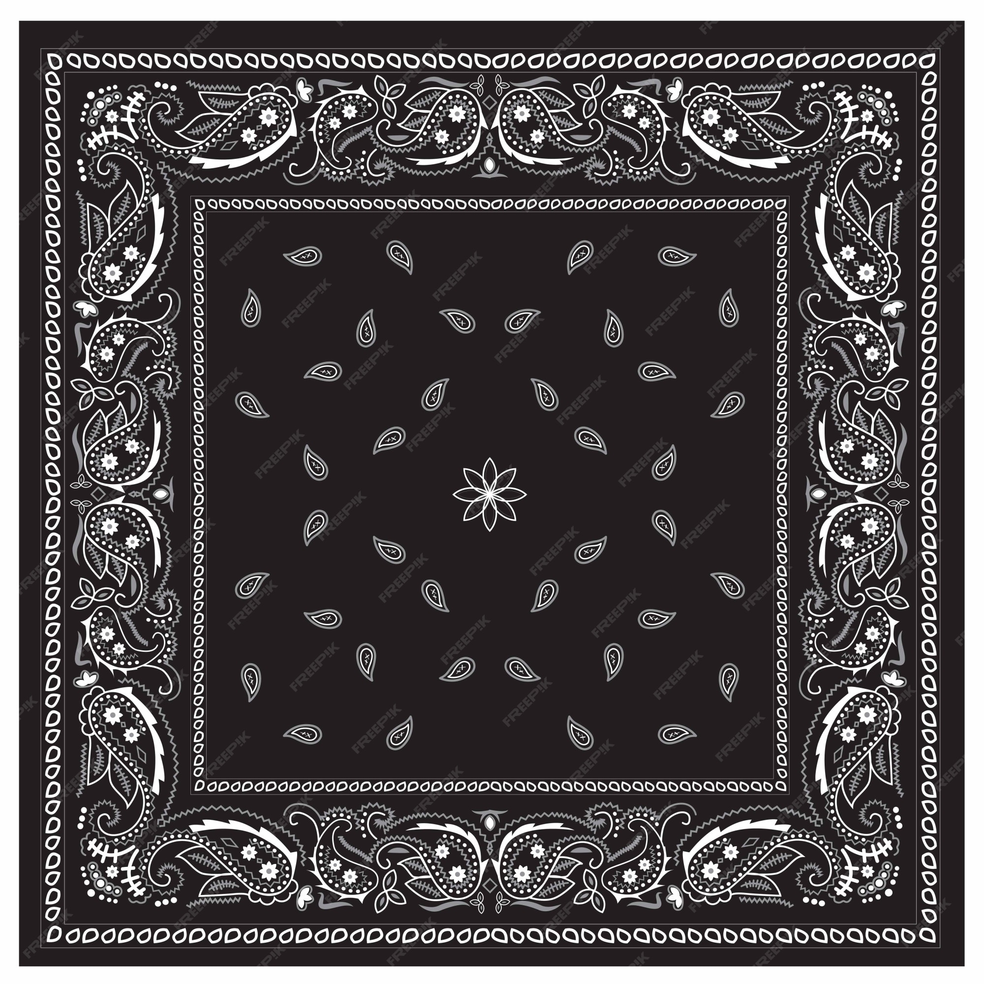 Adorno estampado pañuelo clásico en blanco y negro | Vector