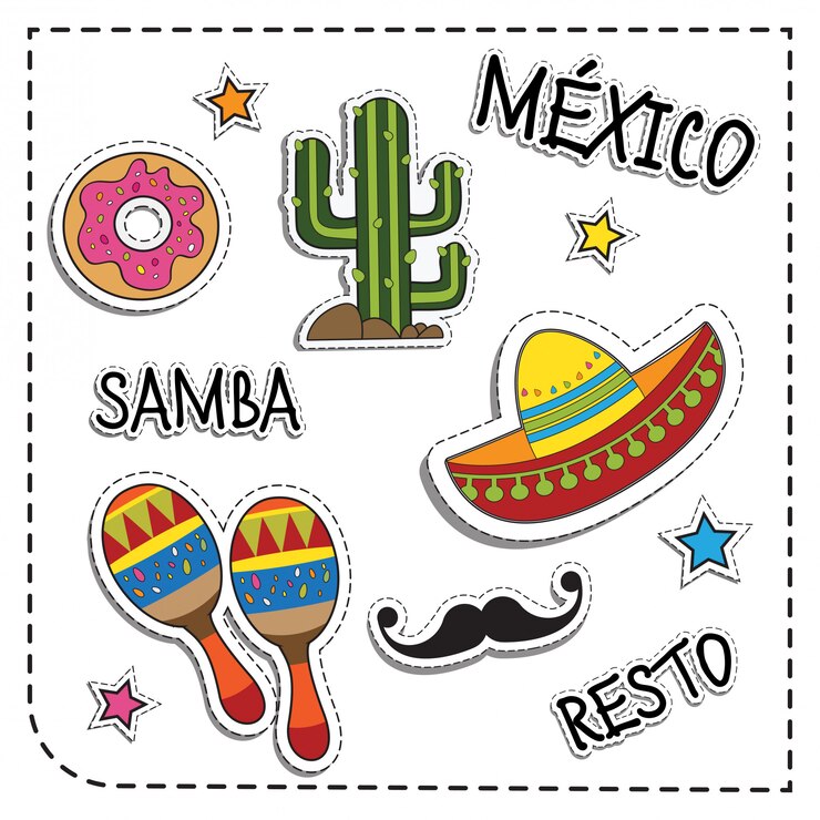 Vector adorno de etiqueta de fiesta mexicana