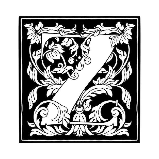 Adorno de flor de letra z alfabeto de monograma hermosas letras mayúsculas florales vector logo