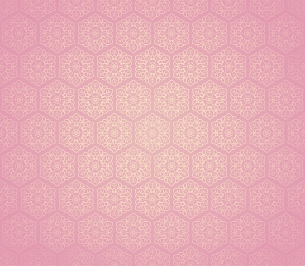 Adorno de flor rosa transparente de elementos florales. fondo de azulejos de panal de miel. papel tapiz hexagonal intrincado, papel de regalo, estampado de tela, textil de moda, muebles.