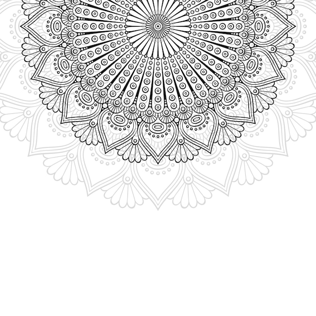 Adorno floral blanco y negro Mandala