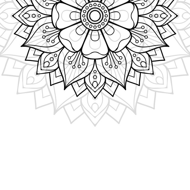 Adorno floral blanco y negro Mandala