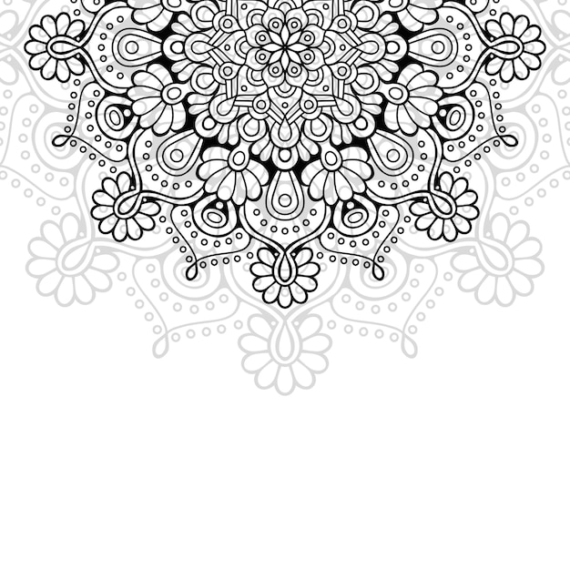 Adorno floral blanco y negro Mandala