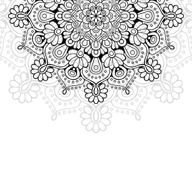 Adorno floral blanco y negro mandala