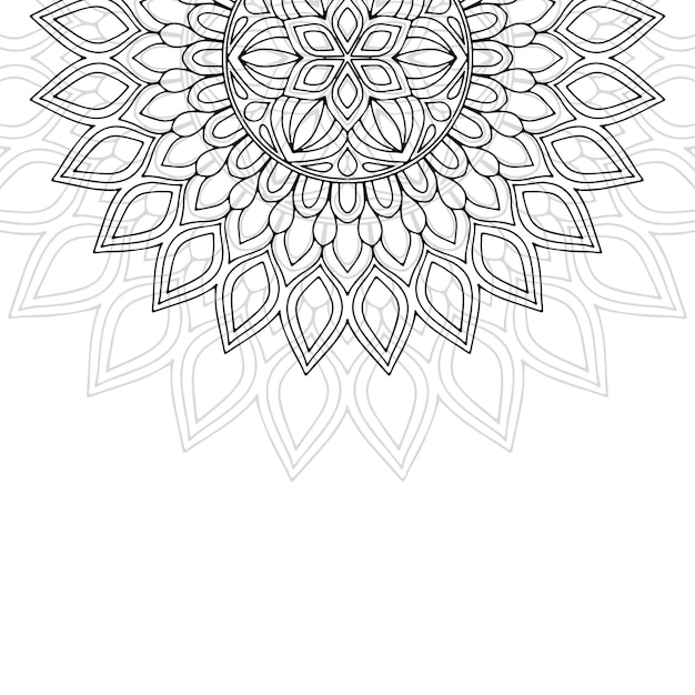 Adorno floral blanco y negro Mandala