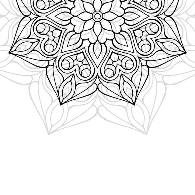 Adorno floral blanco y negro Mandala