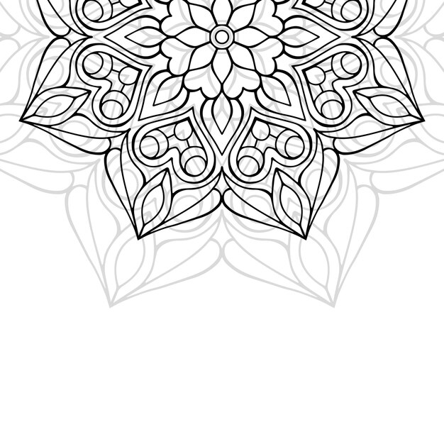 Adorno floral blanco y negro mandala