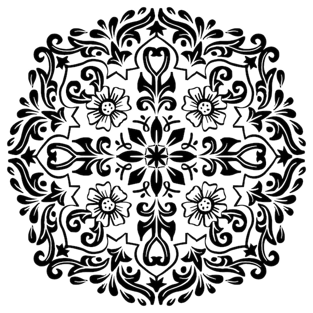 Adorno floral mandala en estilo árabe