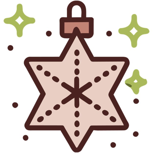 Adorno en forma de estrella de Navidad divertido y lúdico con colores navideños icono contorno coloreado