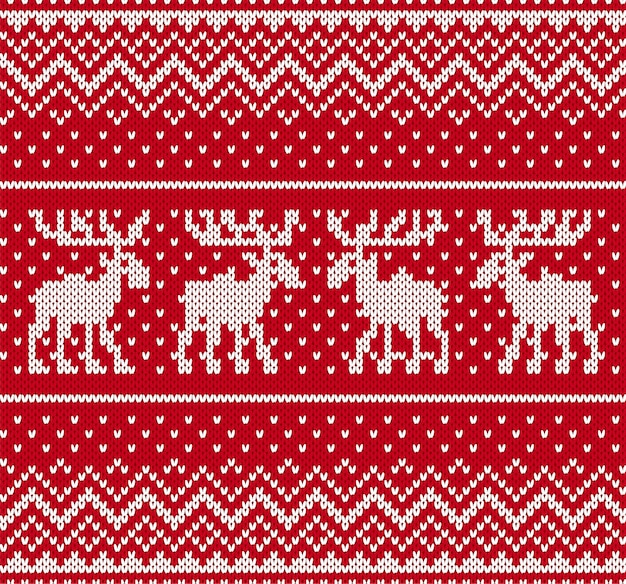 Adorno geométrico de punto navideño con alce Fondo texturizado de punto Patrón de punto para un suéter con alce