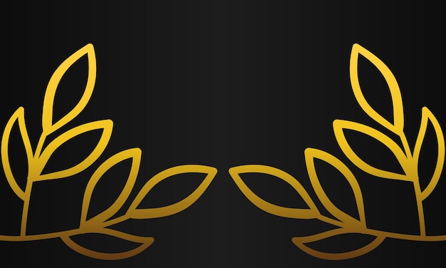 Adorno de hojas de oro dibujado a mano fondo negro