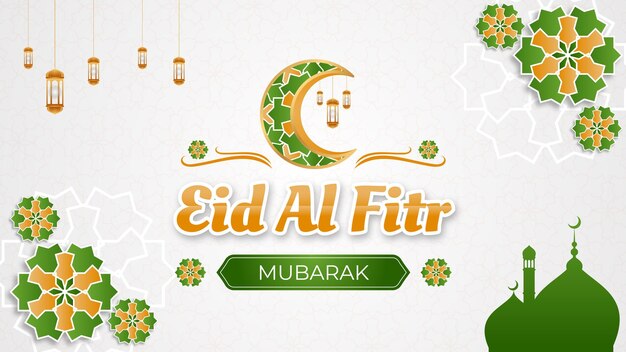 Adorno islámico eid al fitr mubarak crescent