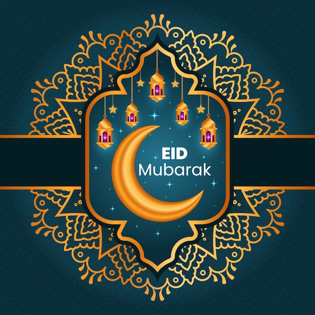 Vector adorno islámico eid mubarak con diseño decorativo de fondo de mandala islámico