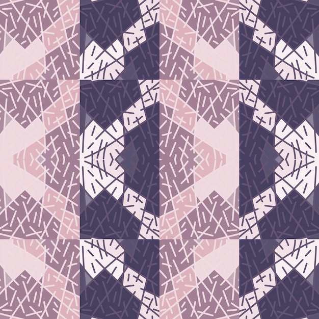 Adorno de línea étnica vintage Azulejo geométrico tribal dibujado a mano Líneas aleatorias mosaico patrón sin costuras