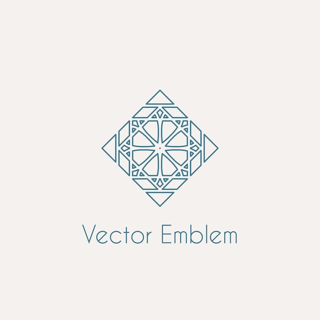 Adorno lineal árabe mosaico Emblema de rombo vectorial para diseño ornamental o logotipos