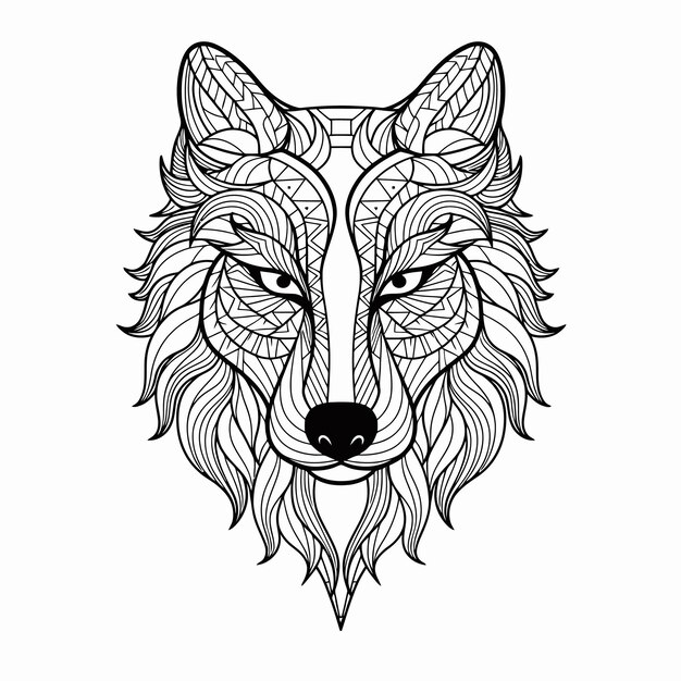 Vector adorno de lobo tribal