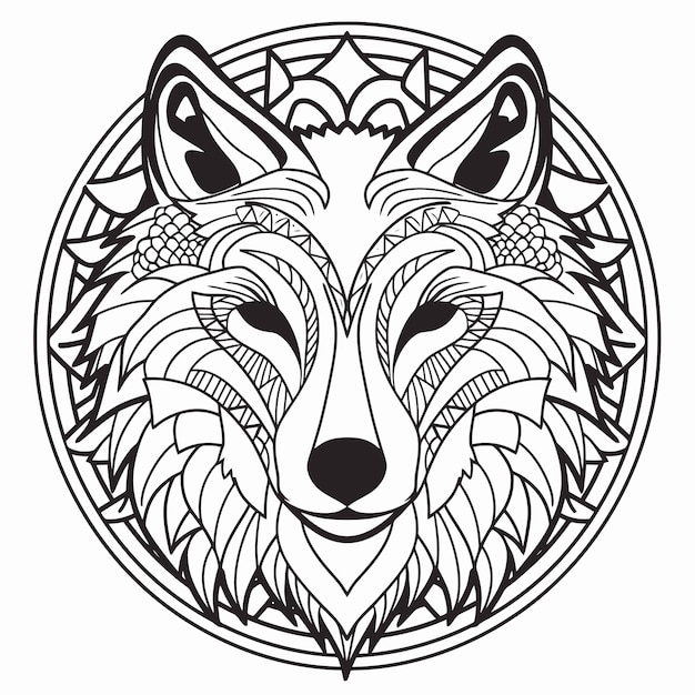 Vector adorno de lobo tribal