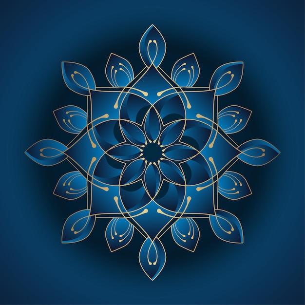 Adorno mandala dorado y azul