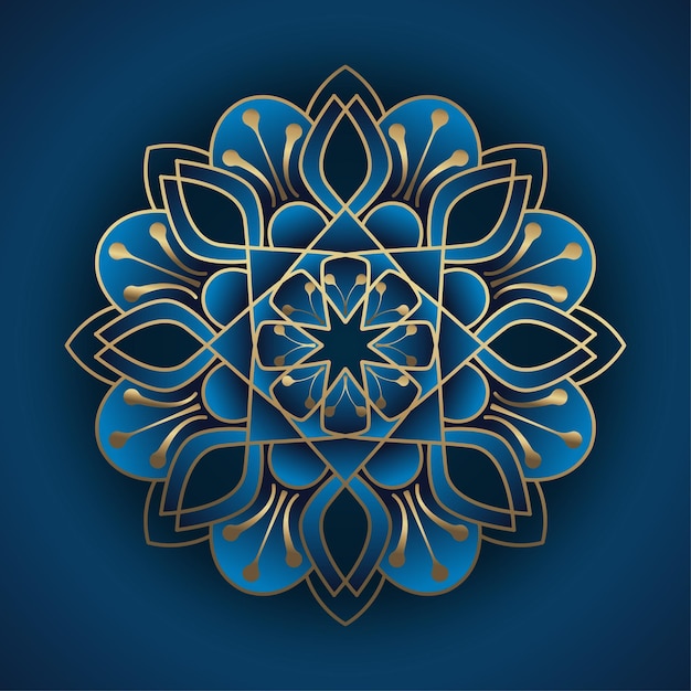 Vector adorno mandala dorado y azul