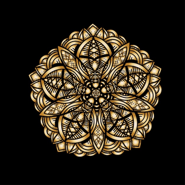 adorno de mandala de lujo oro mano dibujar