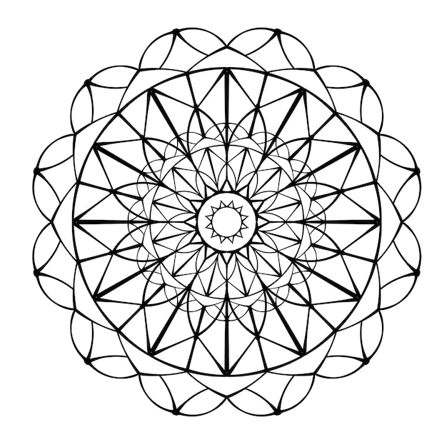 Adorno de mandala Patrón de encaje en círculo Ilustración de doodle Elemento de diseño gráfico vectorial