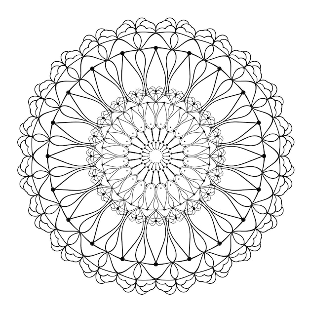 Adorno de mandala Patrón de encaje en círculo Ilustración de doodle Elemento de diseño gráfico vectorial