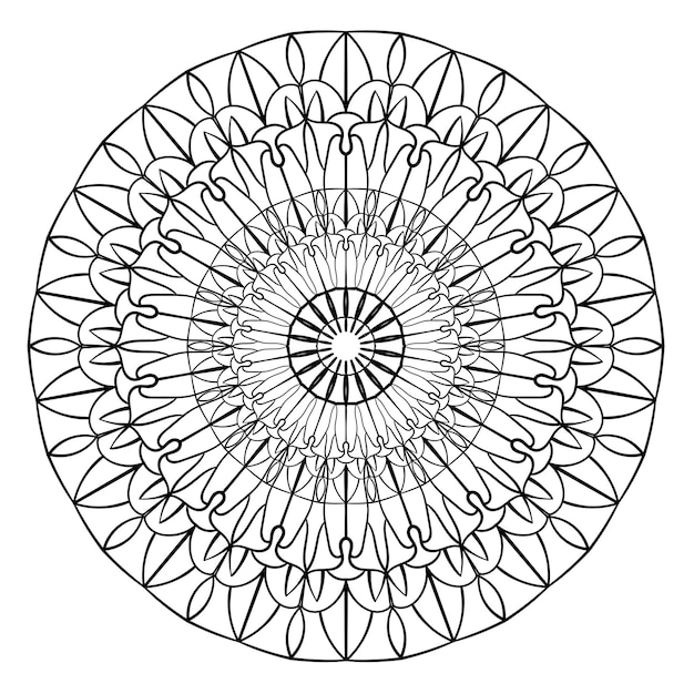 Adorno de mandala Patrón de encaje en círculo Ilustración de doodle Elemento de diseño gráfico vectorial