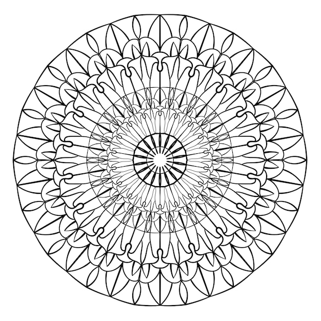 Adorno de mandala Patrón de encaje en círculo Ilustración de doodle Elemento de diseño gráfico vectorial