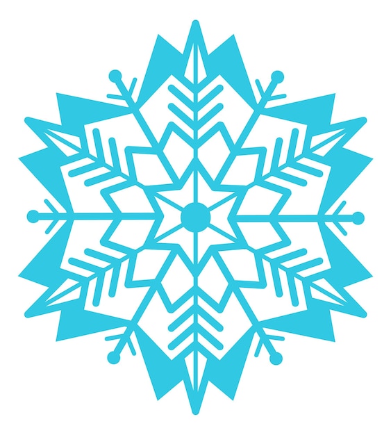 Adorno de nieve geométrico Icono de estrella azul helada aislado sobre fondo blanco