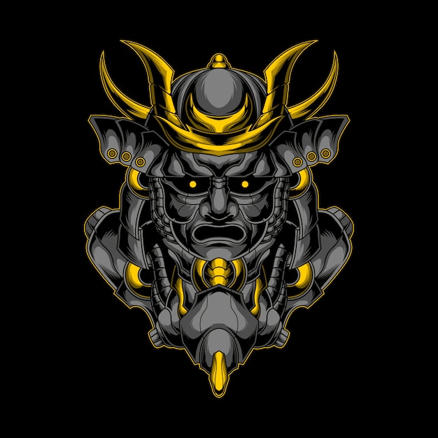 Adorno de oro robot samurai
