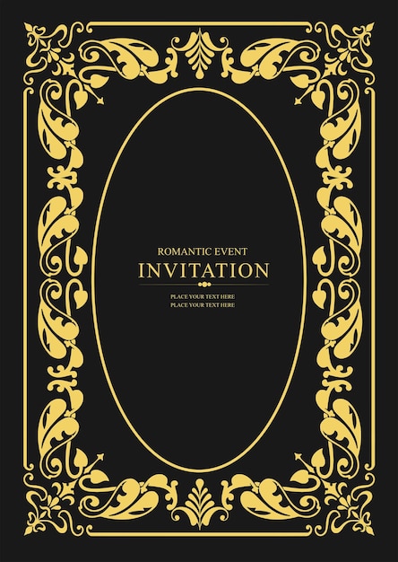 Adorno de oro sobre fondo oscuro Se puede utilizar como tarjeta de invitación Ilustración vectorial