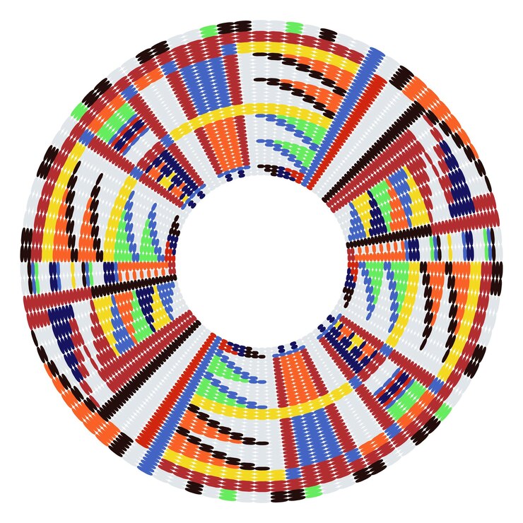 Vector adorno redondo africano de cuentas collar étnico maasai círculo marco tribal ilustración vectorial