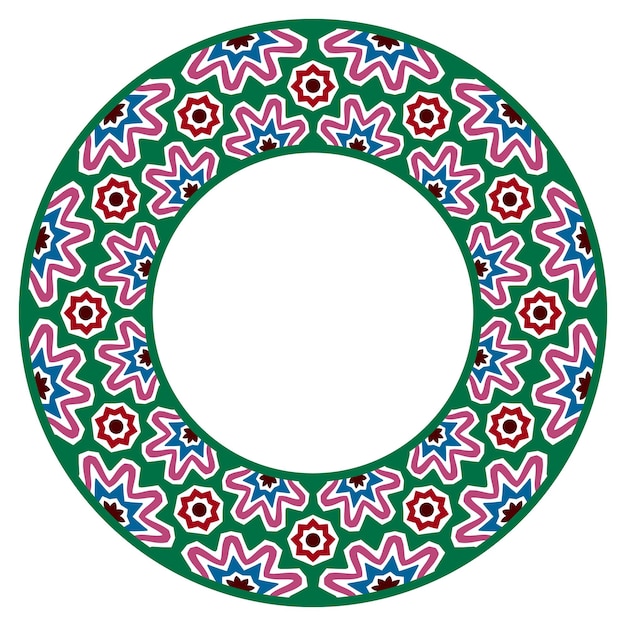 Adorno redondo decorativo Borde de baldosas de cerámica Patrón para platos o platos Motivos árabes indios islámicos Diseño de patrón de porcelana Borde de adorno floral abstracto