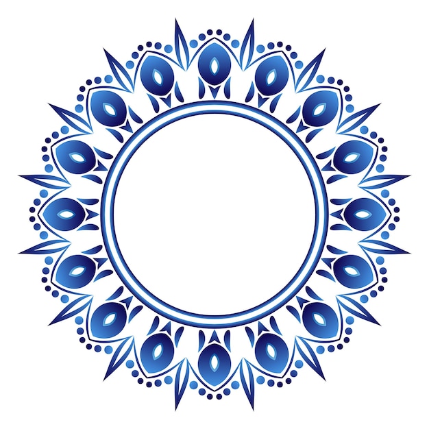 Adorno redondo decorativo Patrón de azulejos de cerámica Patrón para platos o platos Motivos árabes indios islámicos Diseño de patrón de porcelana Borde de adorno floral abstracto Vector stock ilustración