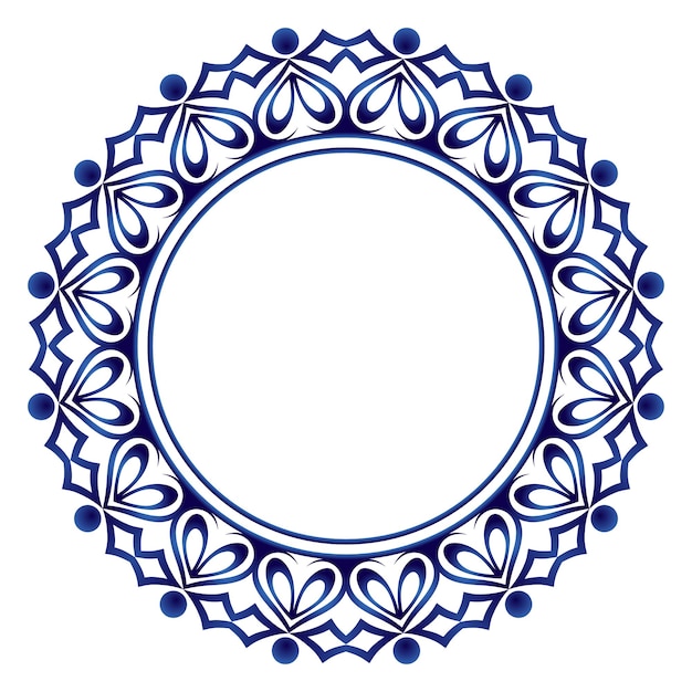 Adorno redondo decorativo Patrón de azulejos de cerámica Patrón para platos o platos Motivos árabes indios islámicos Diseño de patrón de porcelana Borde de adorno floral abstracto Vector stock ilustración