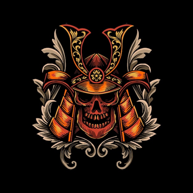 Adorno de samurai de calavera roja