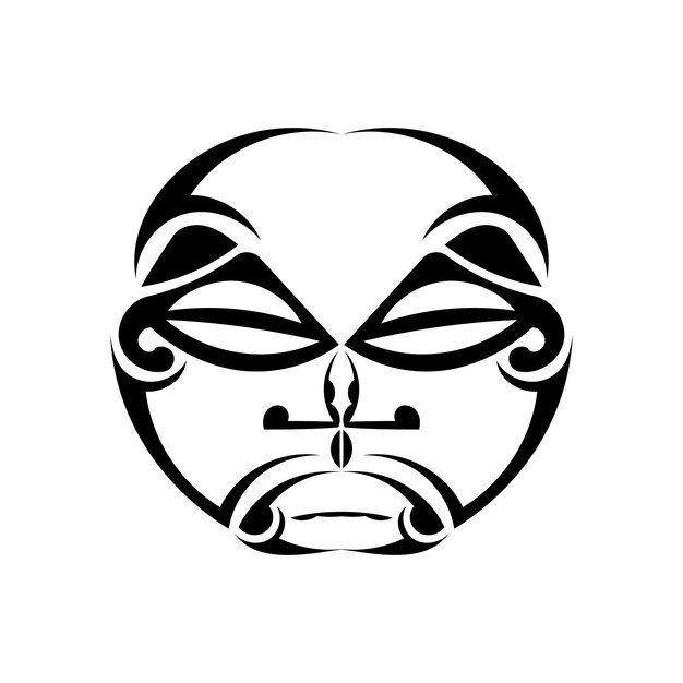 Adorno de tatuaje con cara de sol estilo maorí. máscara étnica africana, azteca o maya.