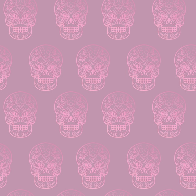 Adorno de vector de cráneo para diseño de moda, patrón, fondo o tatuaje