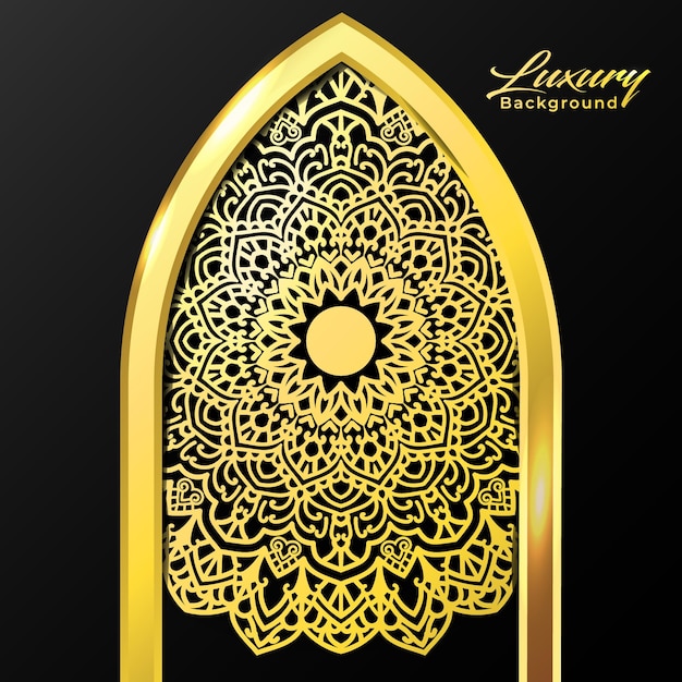 Adorno de vector de fondo de mandala degradado dorado de lujo