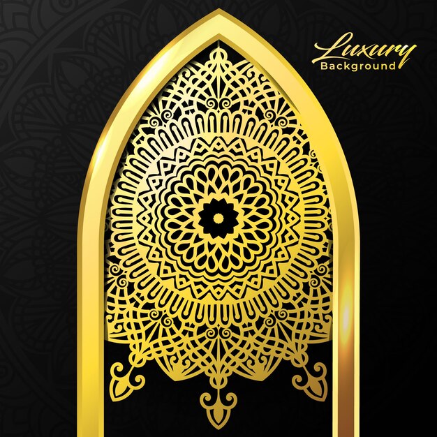 Adorno de vector de fondo de mandala degradado dorado de lujo