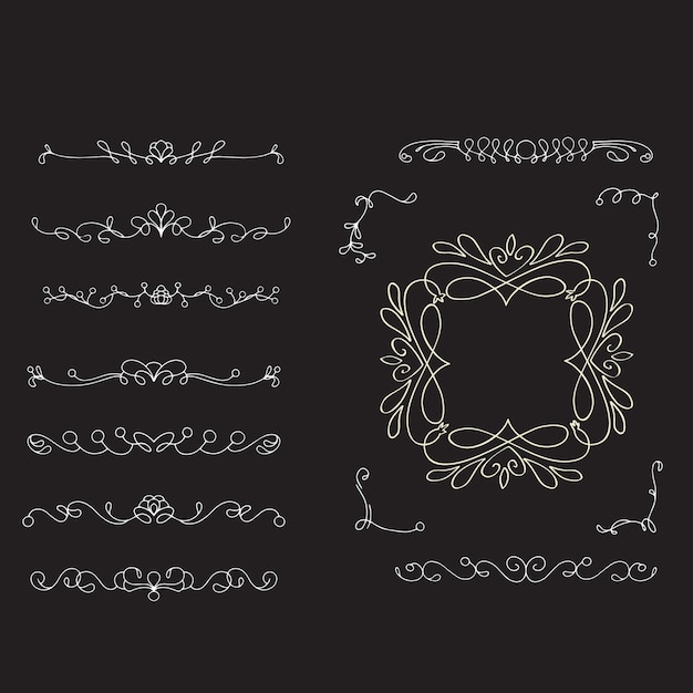 Adornos de álbum de boda dibujados a mano