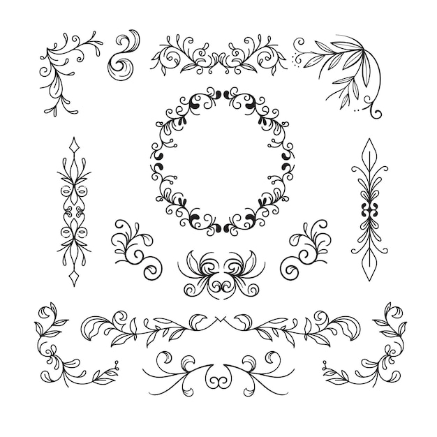 Adornos de álbum de boda dibujados a mano
