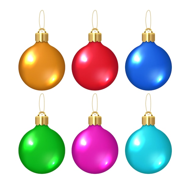 Adornos de árbol de Navidad Adorno de Navidad Ilustración vectorial aislada sobre fondo blanco