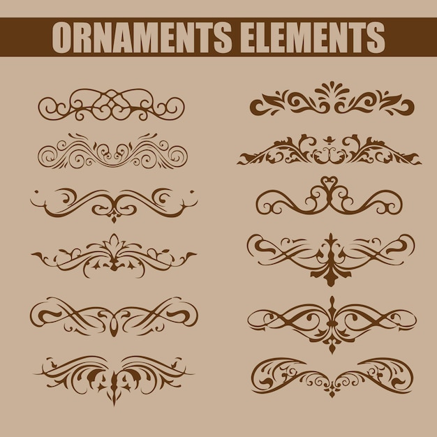 Adornos elementos florales retro esquinas marcos bordes pegatinas art deco diseño Vector archivo