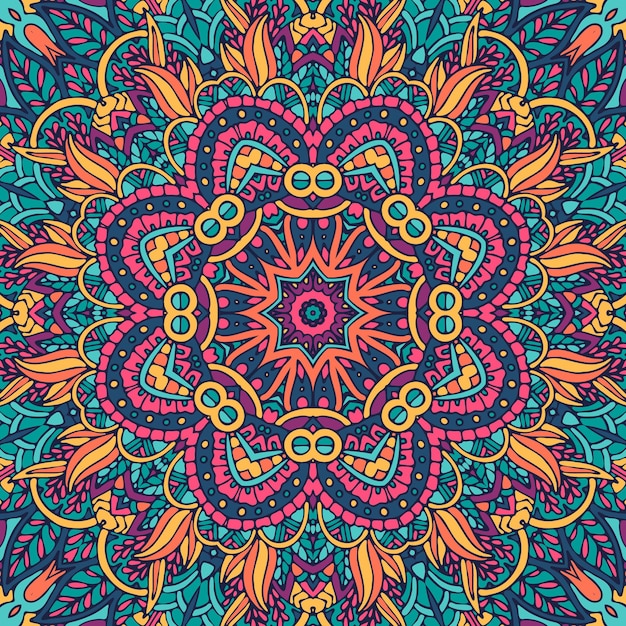Adornos de estilo boho de mandala de medallón festivo.