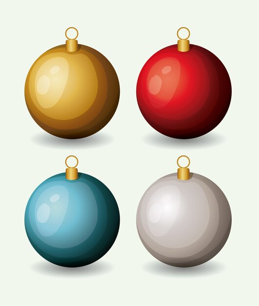 Adornos de Navidad coronas de colores sobre fondo blanco