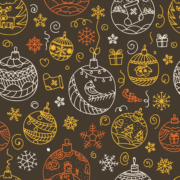Adornos navideños de patrones sin fisuras feliz navidad y feliz año nuevo
