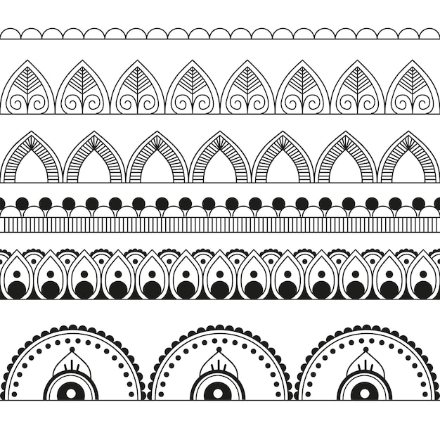 Adornos vectoriales para crear tatuajes de mandalas mehendi